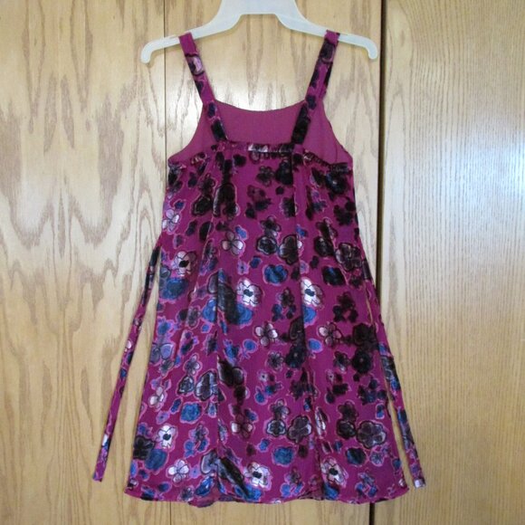 GIRL'S SIZE 10 DRESS FUCHSIA PINK, NAVY BLUE FLORAL JUMPER FLOCKED TUNIC BOHO HI - Picture 5 of 8